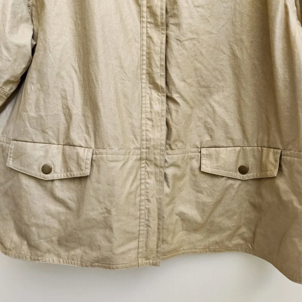 Chicos Jacket Women's 3 Gold Metallic Linen Full Zip Classic Career Evening Chic